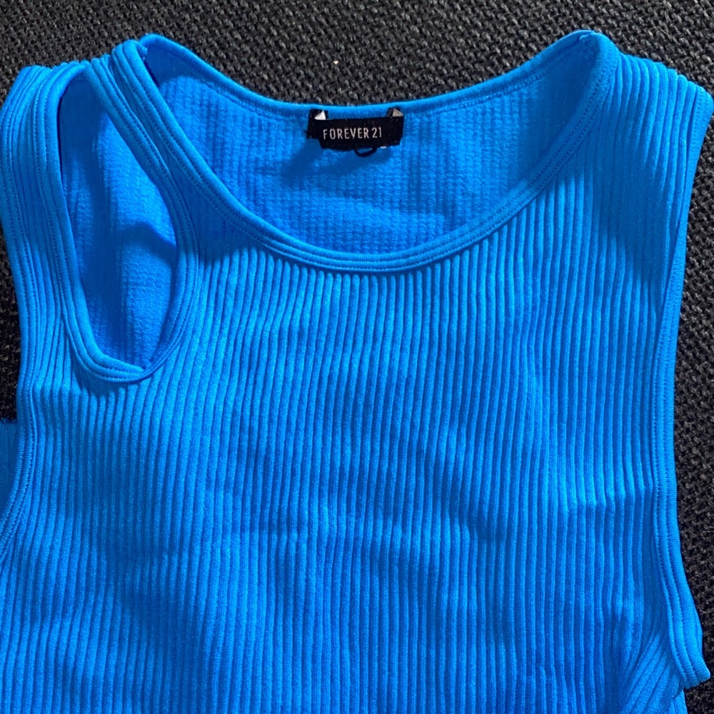 Forever 21 Vibrant Blue Ribbed Tank Top